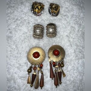 Vintage Eclectic Clip-On Earrings -Set of 3.